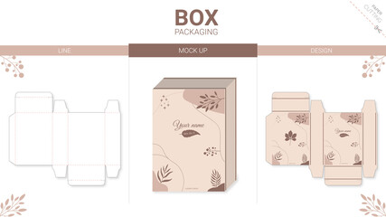 Box packaging and mockup die cut template