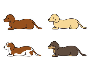 ダックスフンドのベクターイラストレーションセット