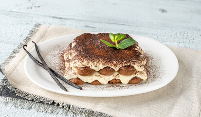 Portion of tiramisu