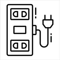 Extension Cord line vector Icon. that can be easily modified or edit