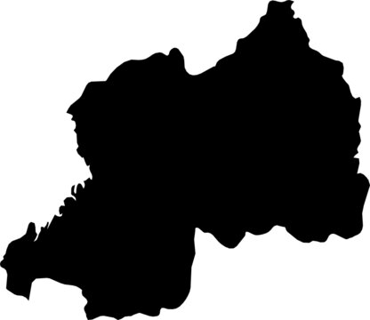 Simple black vector map of the Republic of Rwanda