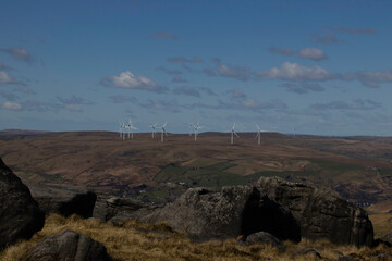 wind farm in the hills