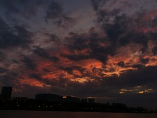 sunset over the city