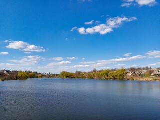 Spring landscape, landscape with lake
