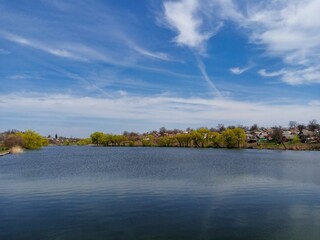 Spring landscape, landscape with lake
