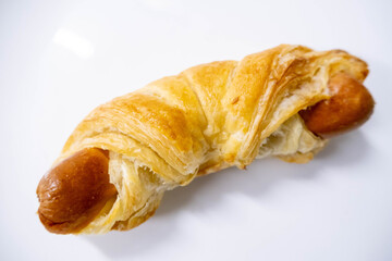 pastry sausage puff on white