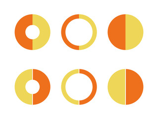 Infographic pie chart set. Cycle presentation diagram of collection 2 section. Vector isolated on white background