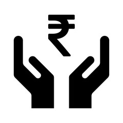 Hope icon, human hand with rupee symbol, help and protection  graphic design, support vector illustration