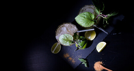 Caipirinha on a black background
