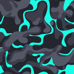 Camouflage seamless pattern from spots. Abstract camo. Texture from water spots. Modern print on fabric and textiles. Vector illustration