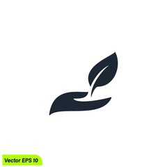 nature care logo template hand and leaf care icon 