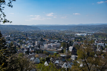 The view from above of the city of Bad Honnef in great spring weather