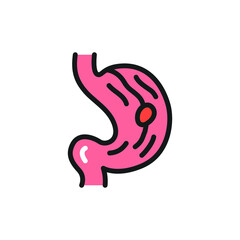 Naklejka premium Ulcer stomach color line icon. Isolated vector element. Outline pictogram for web page, mobile app, promo