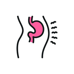 Bloating color line icon. Isolated vector element. Outline pictogram for web page, mobile app, promo