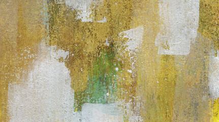 Abstract painting. Versatile artistic backdrop for creative design projects: posters, banners, invitations, cards, websites, magazines, wallpapers. Raster image. Yellow and white colours.