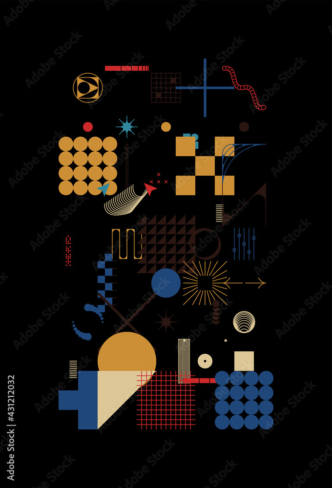 Aufkleber generative design artwork of abstract vector generated shapes composition
