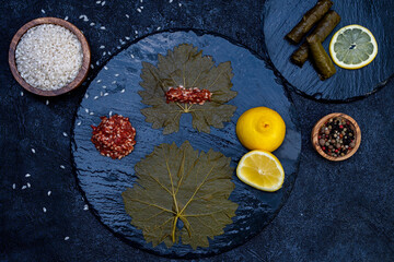 Stuffed grape leaves ,the leaves of the grapevine plant, are used in the cuisines of a number of cultures.stuffed with a mixture of rice, meat, and spices