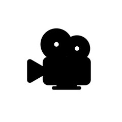 Vintage retro video camera simple black icon on white