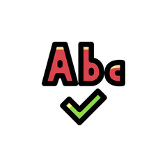 Spell Checker User Interface Outline Icon Logo Vector Illustration.