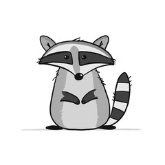 Funny Racoon character. Isolated on white.