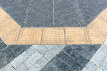 Concrete ramp way with stainless steel handrail with disabled sign for support wheelchair disabled...