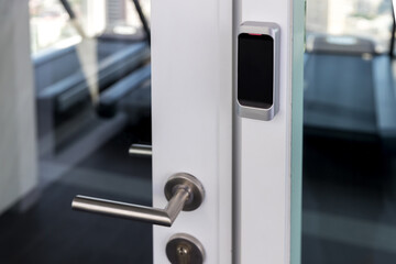 Smart card door key lock system in hotel. Technology Hotel electronic lock Door.