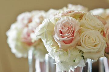 Bouquets of roses for a wedding, shallow depth of field