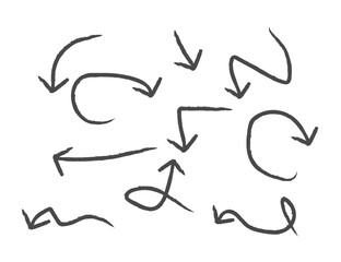 Arrow, doodle, drawing, sketch icon set. Vector illustration.