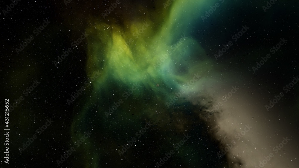 Wall mural nebula gas cloud in deep outer space, abstract colorful background
