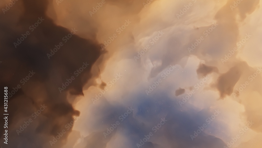 Wall mural nebula gas cloud in deep outer space, abstract colorful background
