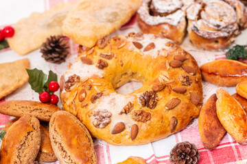mix of christmas pastries and cakes