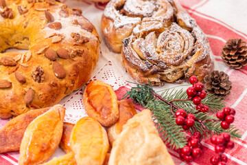 mix of christmas pastries and cakes