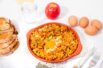 Meal of Alheira sausage and egg