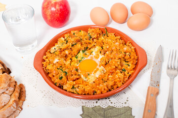 Meal of Alheira sausage and egg