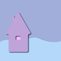 3D abstract house on a purple background with paper cut. .Design layout for business presentations, flyers, posters and invitations. Vector.