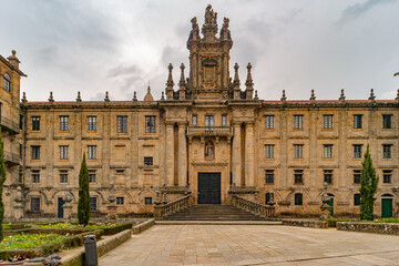 Obraz premium View at the Univesity building in Santiago de Compostela. Santiago de Compostela is the capital of the autonomous community of Galicia, in northwestern Spain.