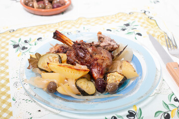 Roasted lamb with potato and zucchini
