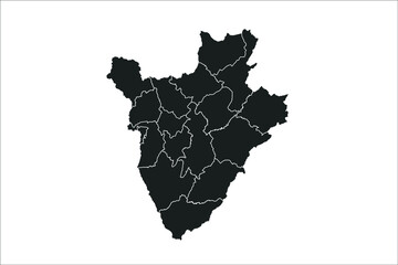 Burundi Map black Color on White Backgound	