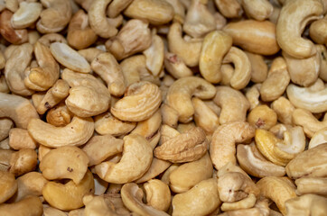 Close up of raw cashew nuts