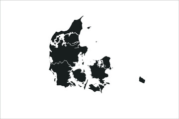 Denmark Map Map black Color on White Backgound