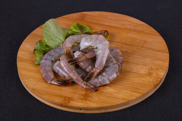 Raw king prawns ready for cooking