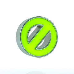 Green Stop Button or Media control symbols on white background. Multimedia icon concept 3d rendering