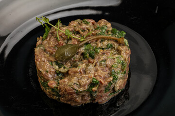 Raw beef tartar with capers