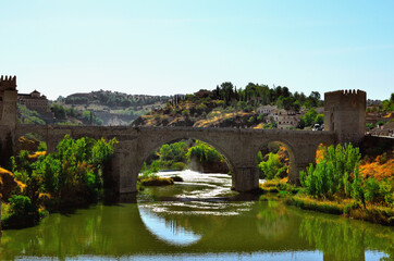 Fototapeta na wymiar San Martins Bridge over Tagus River in Toledo Spain