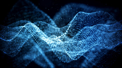 青のパーティクルの波