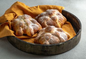 Traditional Mexican Bread of the Dead Pan de Muerto.