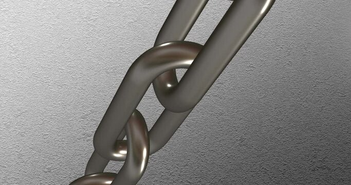 Steel chain metal background. Freedom concept, abstract animation