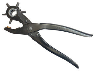 punch hole punch for leather and textiles with interchangeable punches on a white isolated background