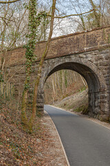 Fototapeta na wymiar Rail track from Keswick to Therkeld, bridges and path