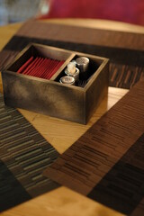wooden box on a table